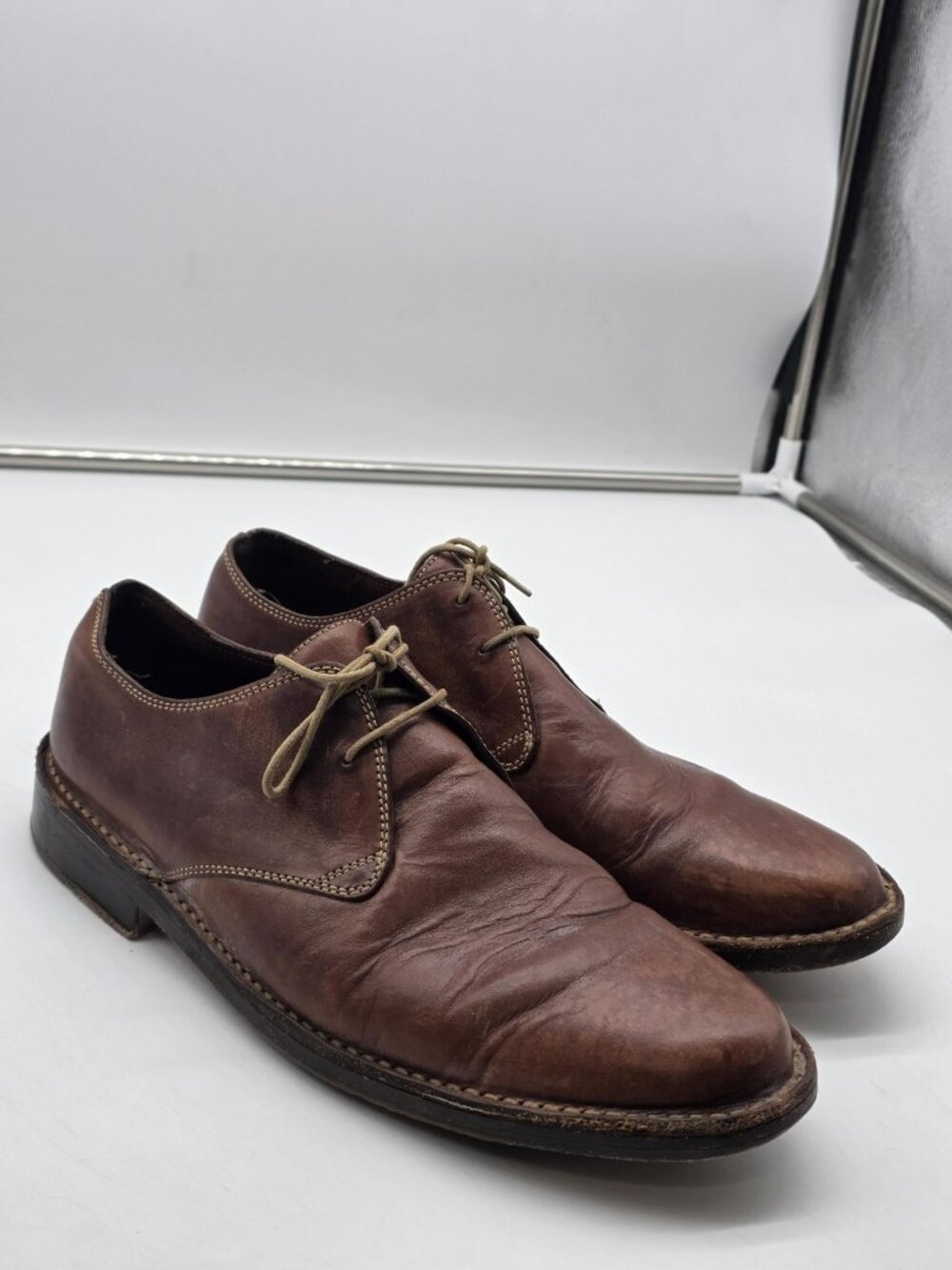 Cole Haan Country Shoes Mens Size 10.5 Brown Leather Lace Up Damaged Loafers